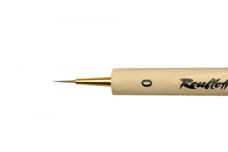 Кисть Миниатюра колонок круглый, ручка скошенная утолщенная с чернм кончиком №0 — PalitraMastera