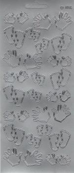 Контурные наклейки "Ручки/ножки", лист 10x24,5 см, цвет серебро фото 1 &mdash; PalitraMastera