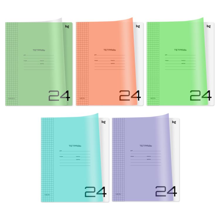 Тетрадь 24л., клетка BG "UniTone. MIX", пластиковая обложка, &mdash; PalitraMastera