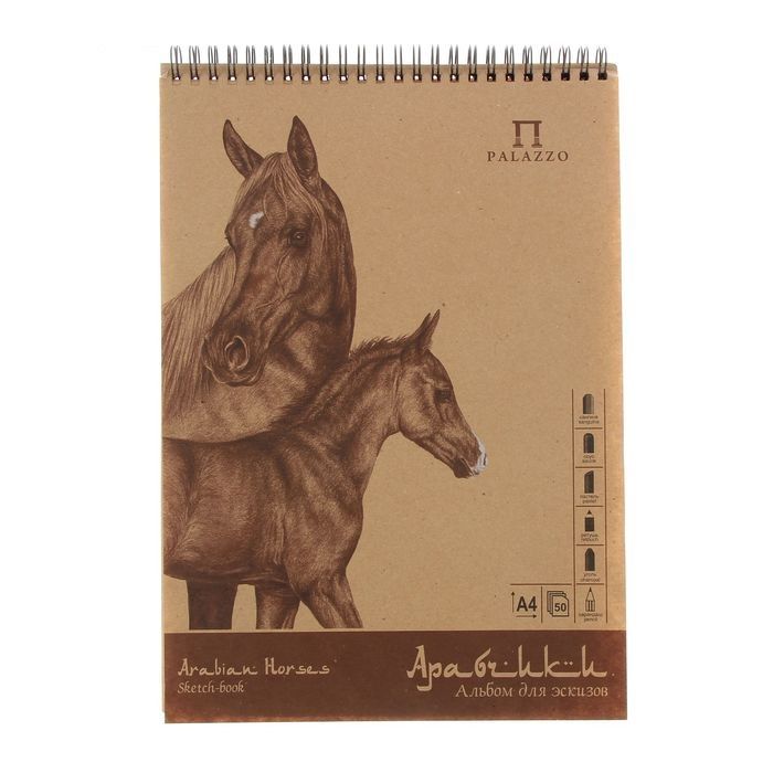 Альбом д/эскизов на пружине &quot;Арабчики&quot; А-3 на картоне 50 л., 70 г/м2 /ЛХ — PalitraMastera