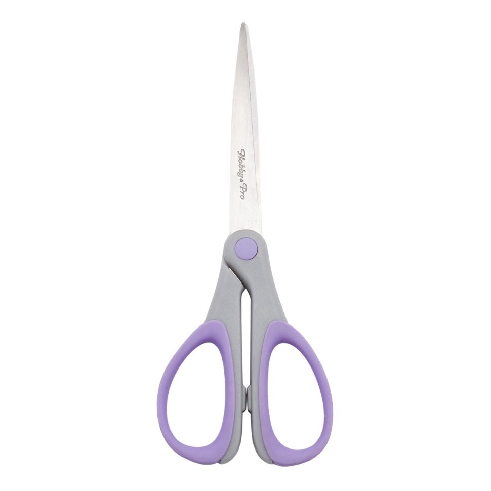 590452 Ножницы для дома и офиса, 15 см/6', силиконовые ручки SOFT, светло-фиолетовый, Hobby&Pro фото 1 — PalitraMastera