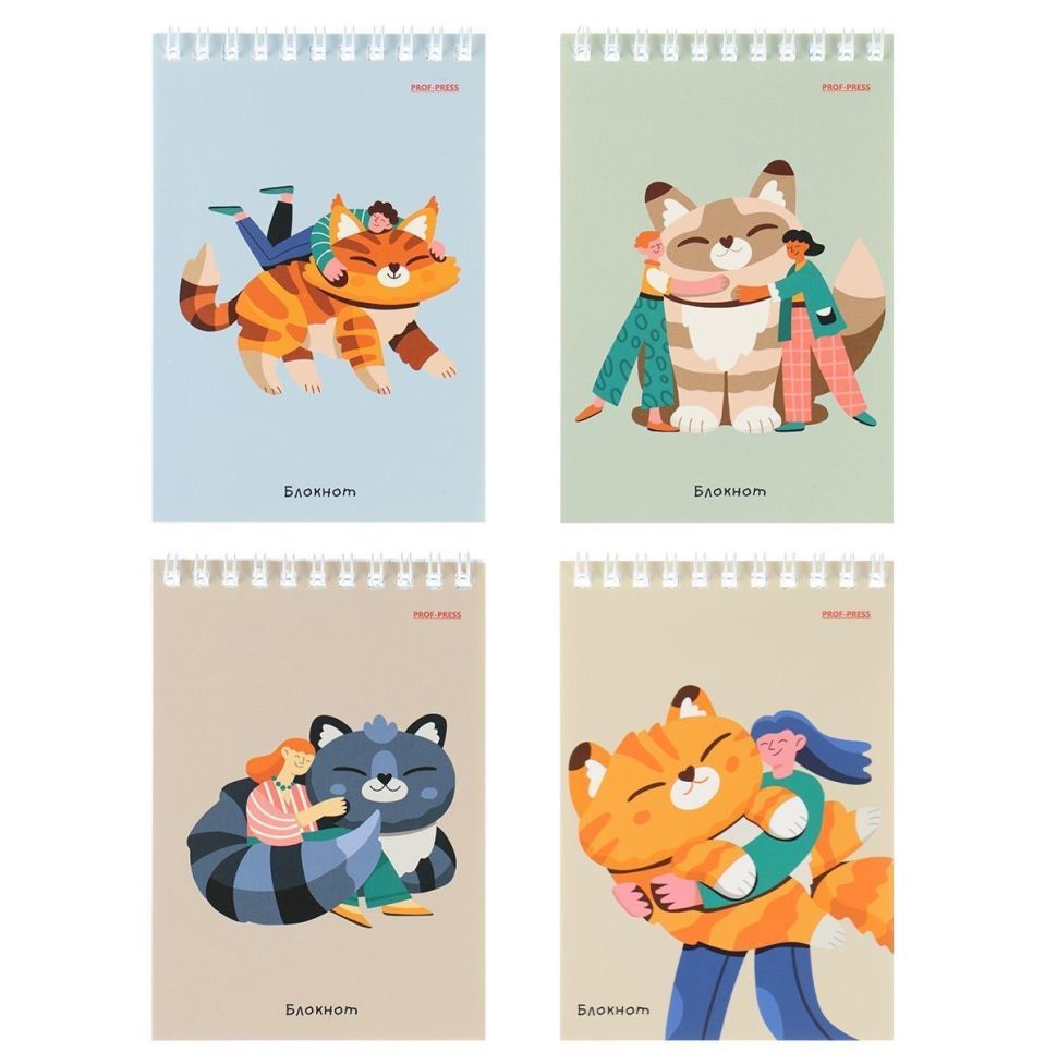 Блокнот А6, 40 л. кл. на гребне Проф-пресс БОЛЬШОЙ КОТ мел. карт. фото 1 &mdash; PalitraMastera