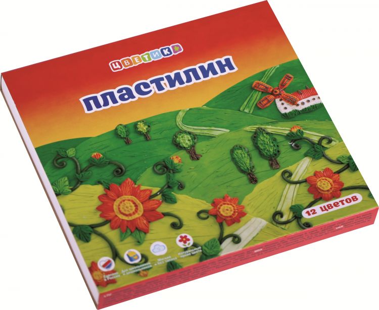 Цветик Набор пластилина детского классического , со стеком, 12 цветов, 180 гр — PalitraMastera