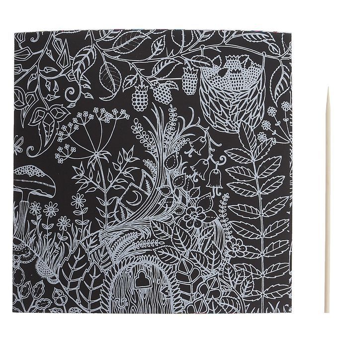 Гравюра "Загадочный сад №12" цветное основание, оборот раскраска + штихель 1243422 фото 1 — PalitraMastera