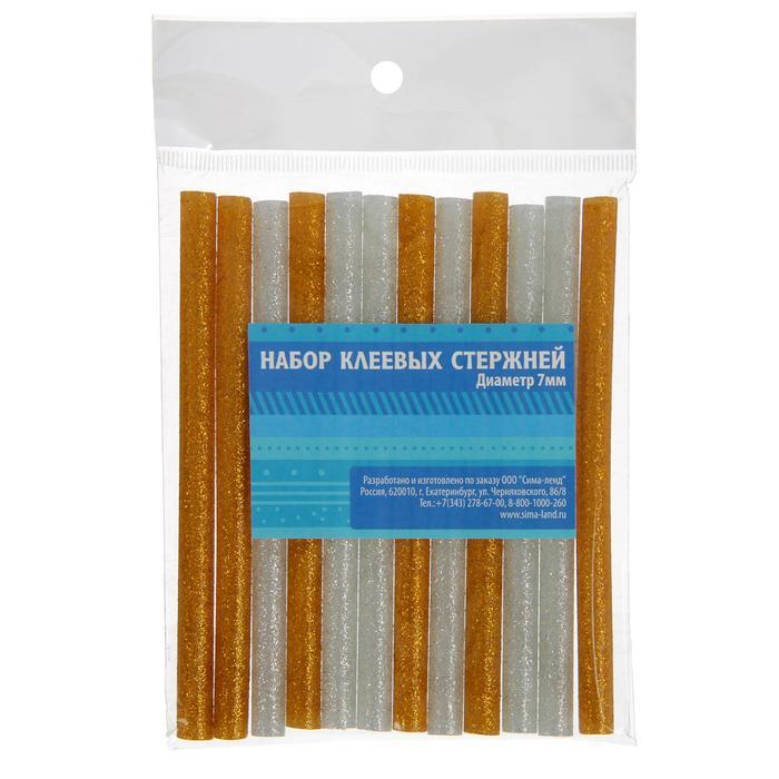 Клей для клеевого пистолета &quot;Золото и серебро&quot;, d = 7 мм, набор 12 шт. — PalitraMastera