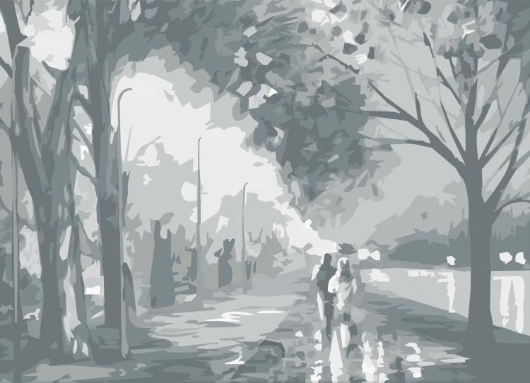 Холст на картоне с эскизом, 30х40 см, Осенняя прогулка — PalitraMastera