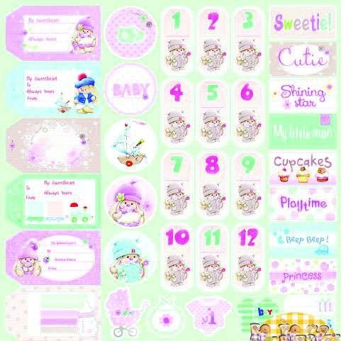 Бумага для скрапбукинга 30,5х30,5 см 190 гр/м односторон ЗайкаМи Малыши Малыши 1 англ фото 1 — PalitraMastera