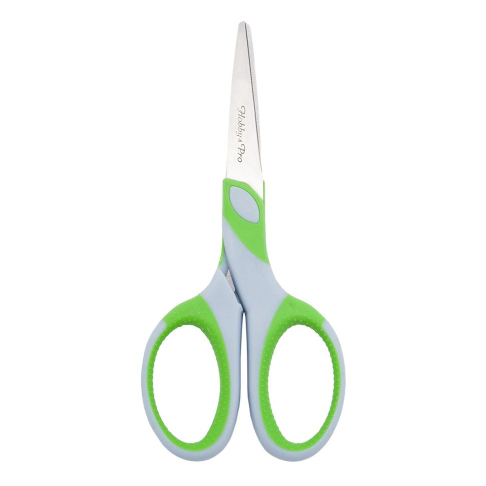 590444 Ножницы для дома и офиса, 15 см/6', мягкие ручки SOFT, синий/зеленый, Hobby&Pro фото 1 — PalitraMastera