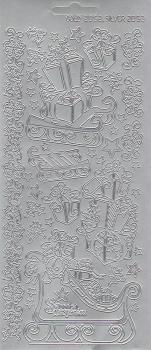 Контурные наклейки "Санки Санты", лист 10x24,5 см, цвет серебро фото 1 &mdash; PalitraMastera