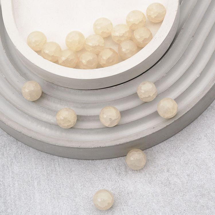 1301132 Бусины стеклянные 'Нефритовое кракле' 10мм, упак/20шт., Astra&amp;Craft (3 кремовый) &mdash; PalitraMastera