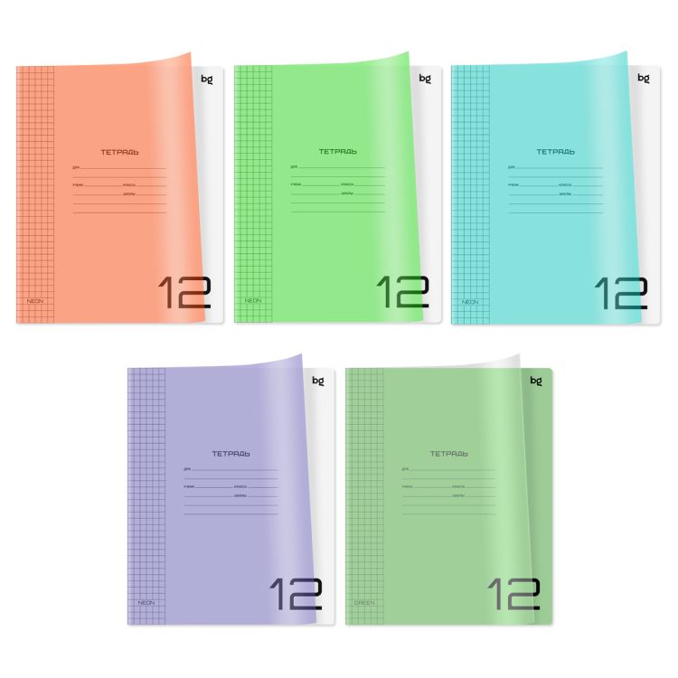 Тетрадь 12л., клетка BG "UniTone. MIX", пластиковая обложка, &mdash; PalitraMastera