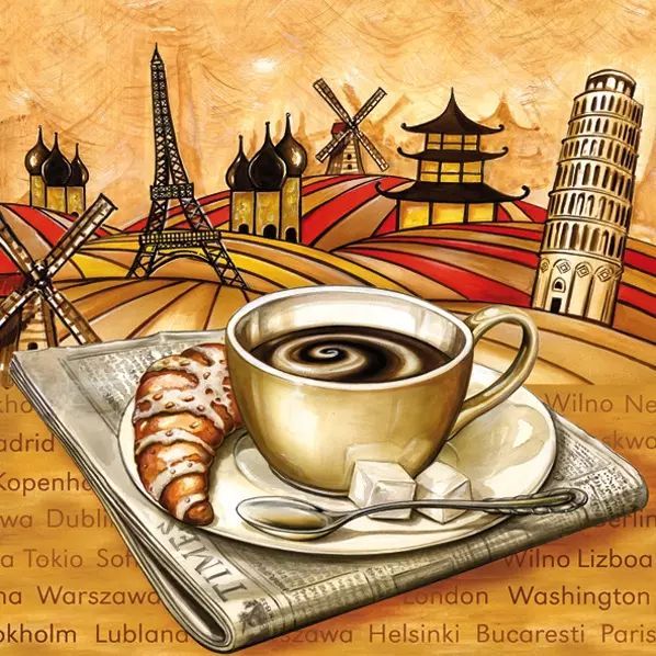 Салфетки - трехслойные, Maki, 1 шт, 33х33 см   .кофе мира — PalitraMastera