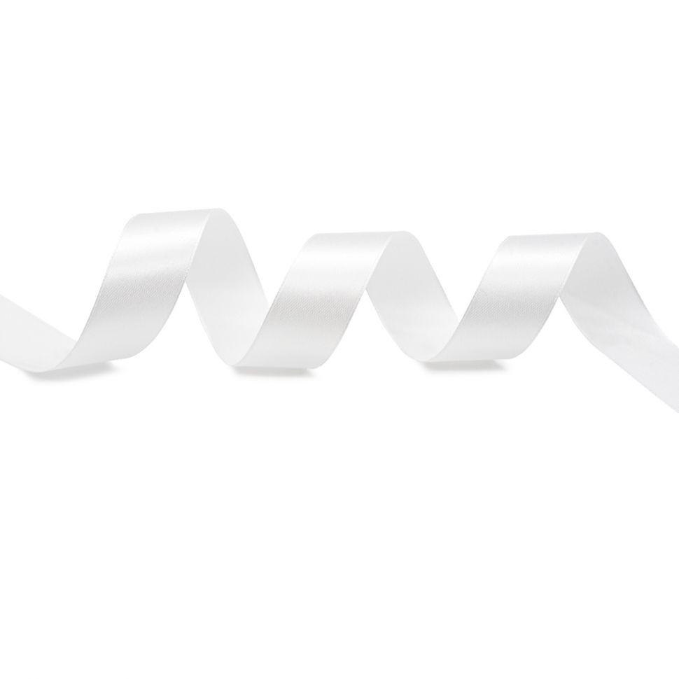 Лента атласная 2,5см*22,86м (001 белоснежный) фото 1 — PalitraMastera