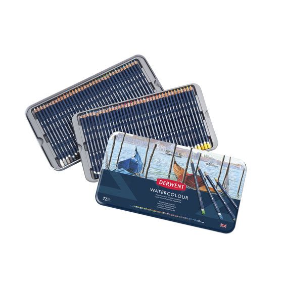Набор акварельных карандашей WATERCOLOUR, шестигранный корпус 6,9 мм, грифель - 3,4 мм, 72 шт. в металлической коробке — PalitraMastera