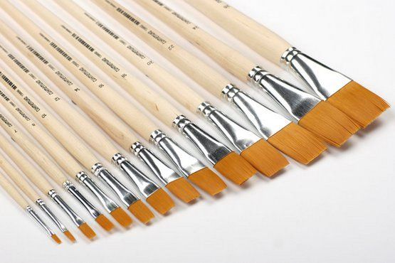 Кисть синтетика плоская, длинная ручка №26 — PalitraMastera