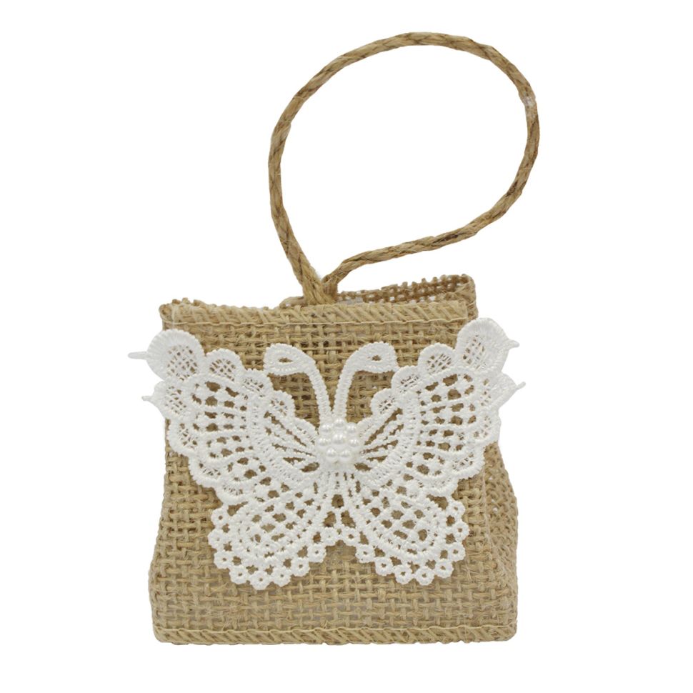 MH-412 Сумка из мешковины Бабочка 7*4*7см, общ.высота 13см,1шт, Astra&Craft фото 1 — PalitraMastera