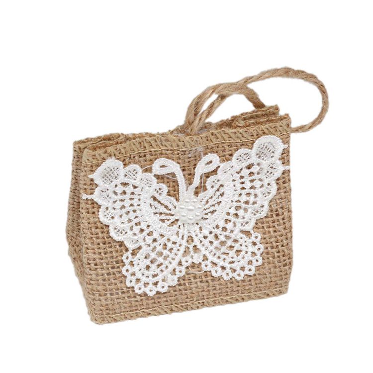 MH-412 Сумка из мешковины Бабочка 7*4*7см, общ.высота 13см,1шт, Astra&amp;Craft — PalitraMastera