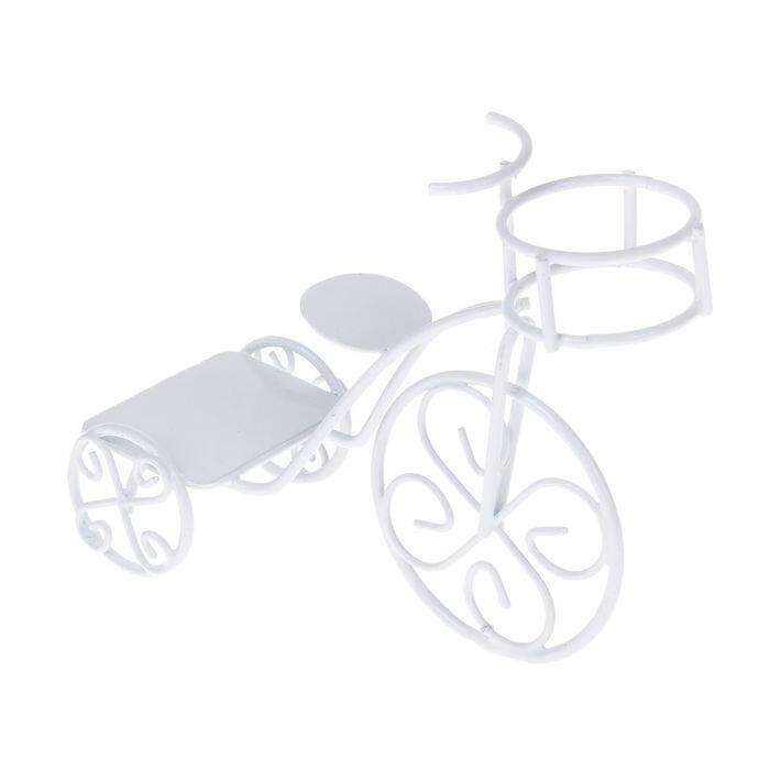 Металлический мини велосипед с корзинкой белый 11*4,5*9см SCB271026 фото 1 — PalitraMastera
