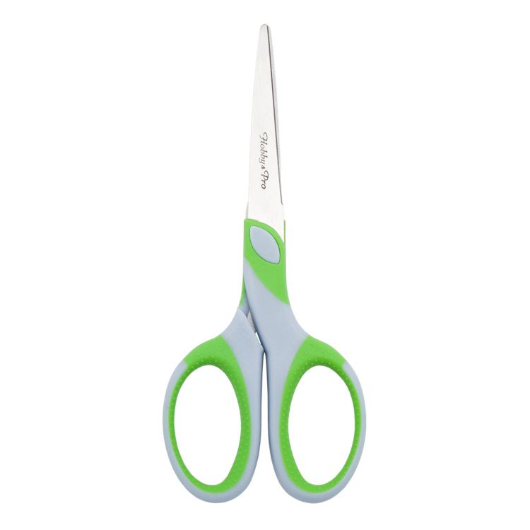 590443 Ножницы для дома и офиса, 16,5 см/6 1/2', мягкие ручки SOFT, синий/зеленый, Hobby&amp;Pro — PalitraMastera