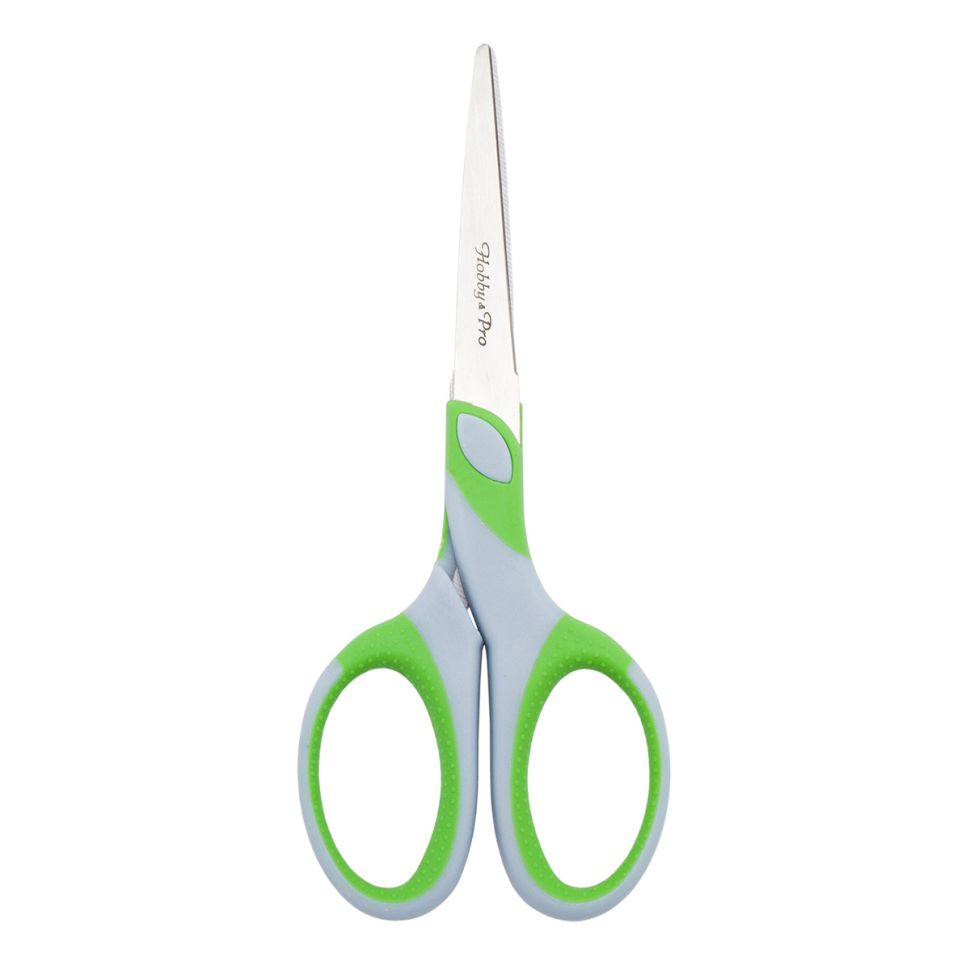 590443 Ножницы для дома и офиса, 16,5 см/6 1/2', мягкие ручки SOFT, синий/зеленый, Hobby&Pro фото 1 — PalitraMastera