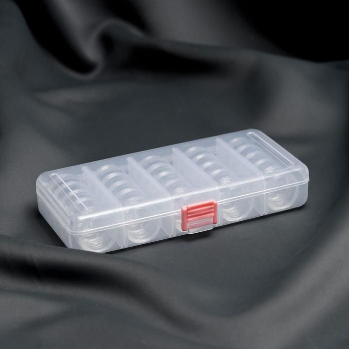 Контейнер для рукоделия, со съёмными ячейками, 25 баночек d = 3 см, 19 * 9,5 * 4 см, цвет прозрачный — PalitraMastera