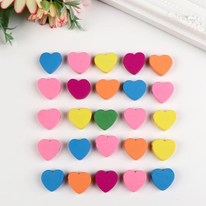 Набор бусин для творчества дерево "Сердечки цветные" набор 20 гр 0,6х1,8х1,7 см  4460399 &mdash; PalitraMastera