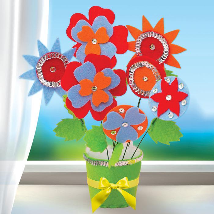 Букет из фетра, набор для создания "Цветы в горшочке" фото 1 &mdash; PalitraMastera