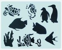 Трафарет пластиковый, модель26, 22,5х20,5 см, пингвины, рыбы--- фото 1 &mdash; PalitraMastera