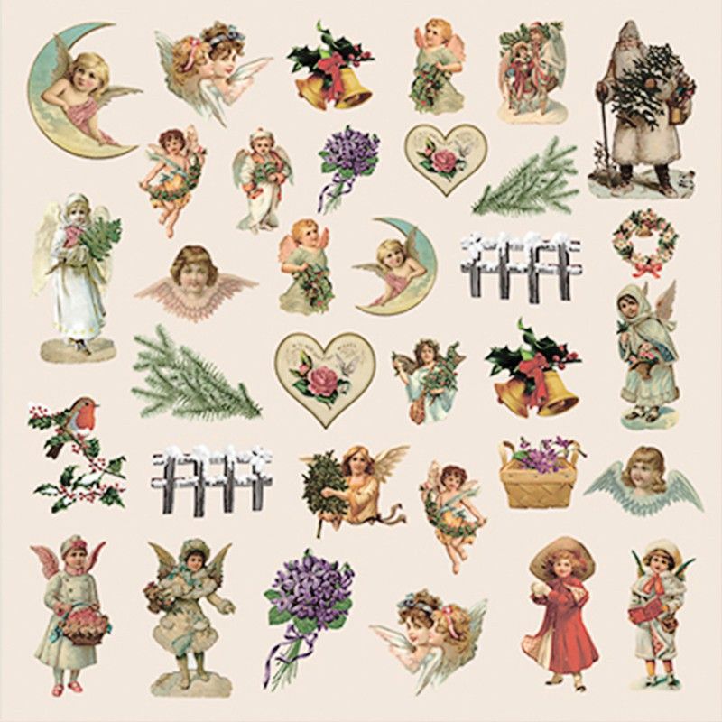 Бумага для скрапбукинга 30,5х30,5 см 190 гр/м односторон Новогодний Пейзаж Карточки 1 (10 шт*уп) фото 1 — PalitraMastera