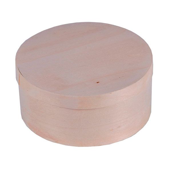 Коробочка деревянная DK41002, форма - круглая, диам. 13,2 см, высота 6 см — PalitraMastera