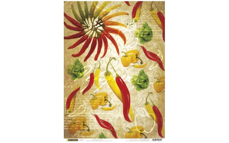 Рисовая бумага для декупажа &quot;Craft Premier&quot;, А4. &quot;Перчик&quot; CP04372-1 — PalitraMastera