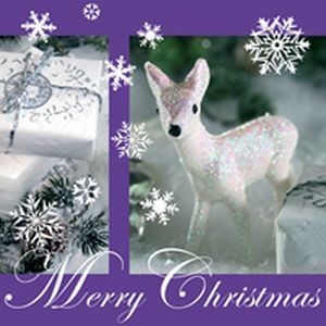 Салфетка для декупажа 33 х 33 см Рождественский олененок (сиреневый) АКЦИЯ!!! фото 1 — PalitraMastera