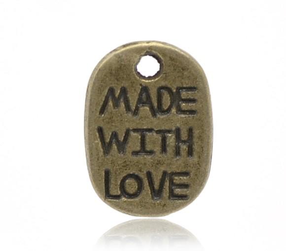 Подвеска &quot;Made with Love&quot; 11x8mm подвески (под античную бронзу) — PalitraMastera