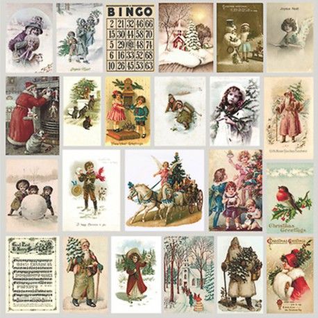 Бумага для скрапбукинга 30,5х30,5 см 190 гр/м односторон Новогодний Пейзаж Карточки 2 (10 шт*уп) фото 1 &mdash; PalitraMastera