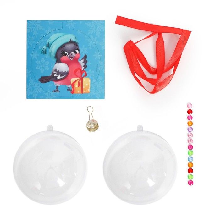 Ёлочный шар с раскраской на новый год «Снегирь», набор для творчества — PalitraMastera