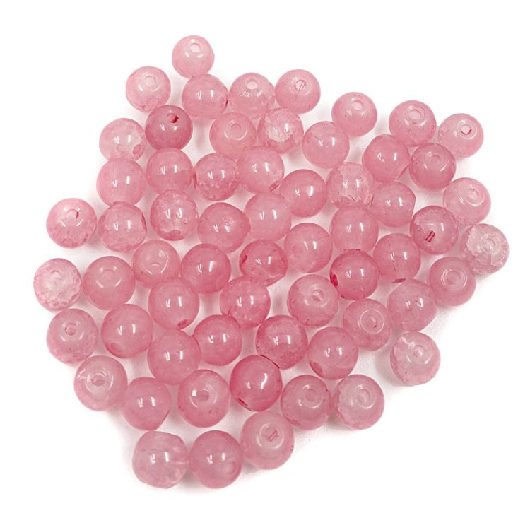 1301131 Бусины стеклянные 'Нефритовое кракле' 6мм, упак/59шт., Astra&amp;Craft (1 розовый) &mdash; PalitraMastera