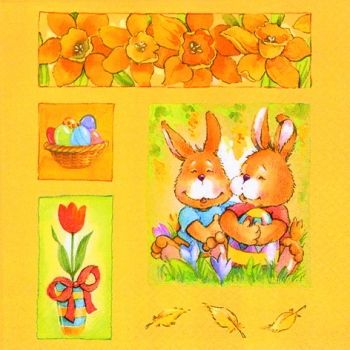 Салфетка бумажная для декупажа, 33х33 см, "Семья кроликов" фото 1 — PalitraMastera