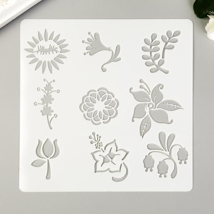 Трафарет пластик "Цветочный" 13х13 см  5180358 фото 1 — PalitraMastera