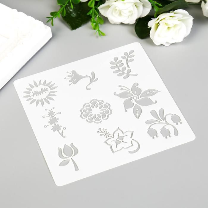 Трафарет пластик &quot;Цветочный&quot; 13х13 см  5180358 — PalitraMastera