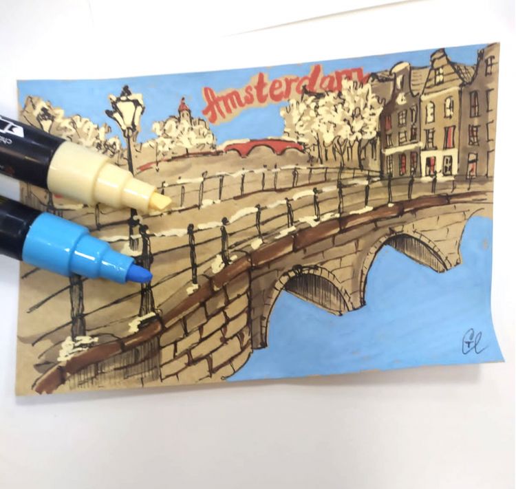 Акрил.маркер Acrylic Paint, не водост. скошен.нак.1-5 мм,перм., д/люб.пов. PALE ORANGE MAR315/16 &mdash; PalitraMastera