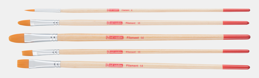 Набор кистей для масла/акрила/гуаши синтетика 5шт круглая №6 плоские №10/14 к.я. №10/14 фото 1 — PalitraMastera