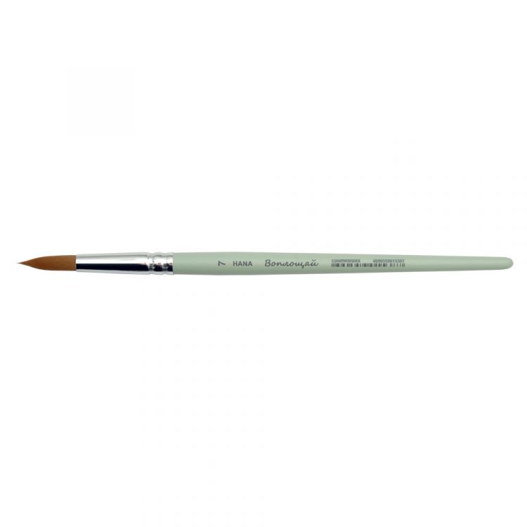 Кисть синтетика круглая HANA Воплощай N1 ручка короткая зеленая белая обойма №7 — PalitraMastera