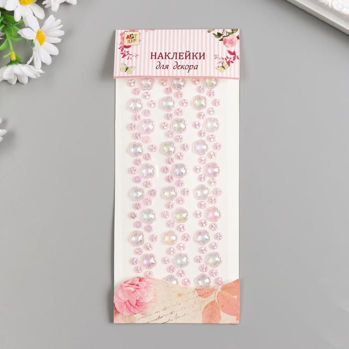 Наклейка пластик стразы "Волна с цветами" МИКС 19х8 см  5148310 &mdash; PalitraMastera
