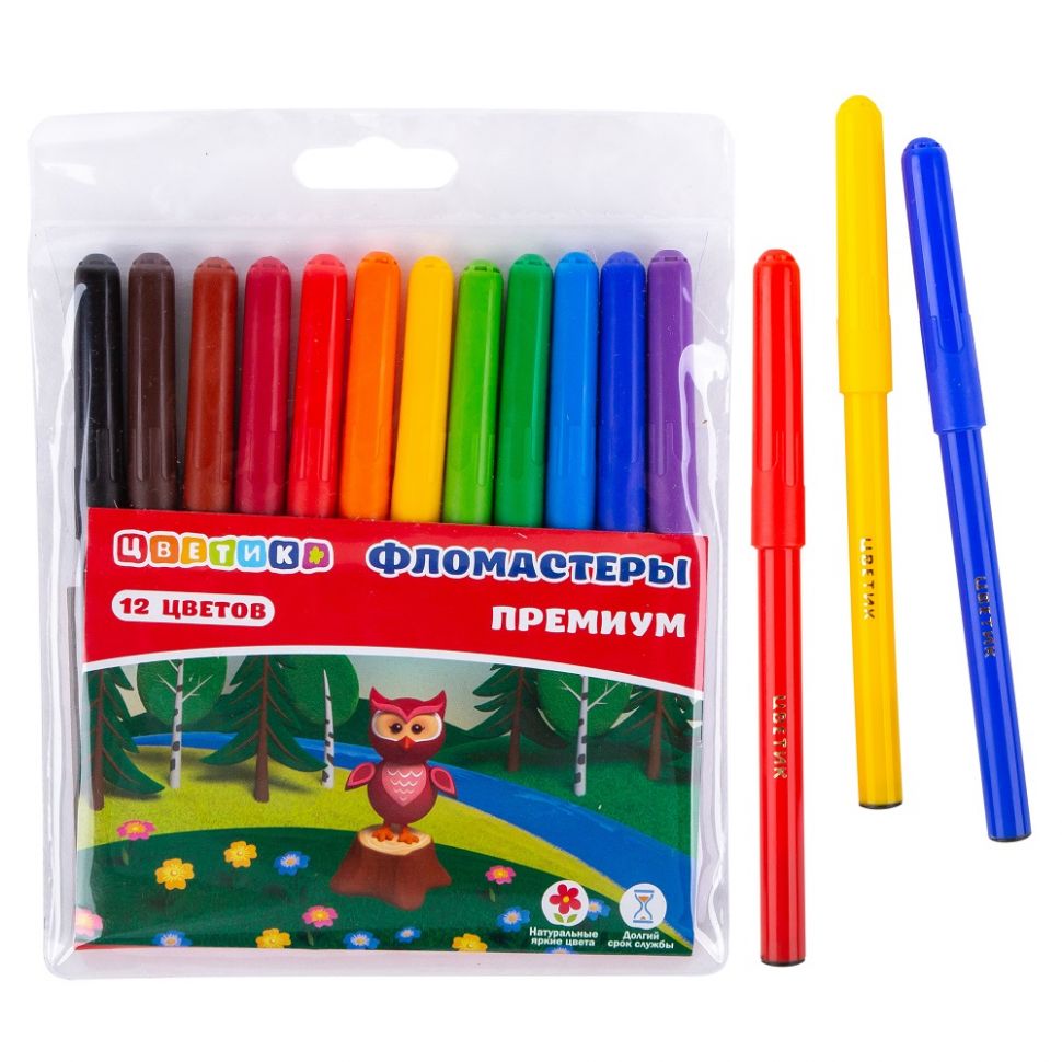 "Цветик" Фломастеры Премиум 12 цветов--- фото 1 &mdash; PalitraMastera
