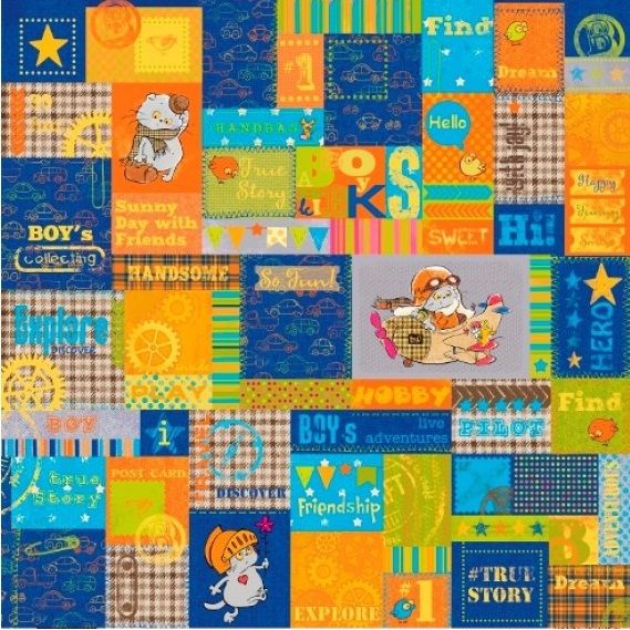 Бумага для скрапбукинга 30,5х30,5 см 190 гр/м односторон Новые приключения Басика Записки путешественника 1 (10 шт*уп) фото 1 — PalitraMastera
