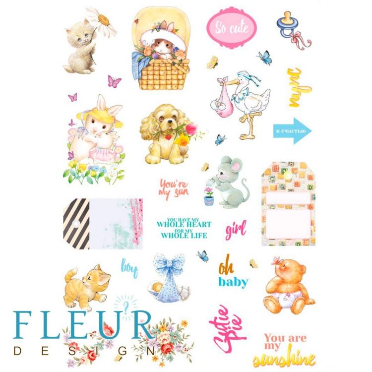 Лист для вырезания, коллекция &quot;Пупсики&quot;, формат А4, плотность 190 гр, 10 листов в упаковке, FD2065001 — PalitraMastera