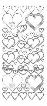 Контурные наклейки &quot;Сердечки&quot;, лист 10x24,5 см, цвет розовый — PalitraMastera