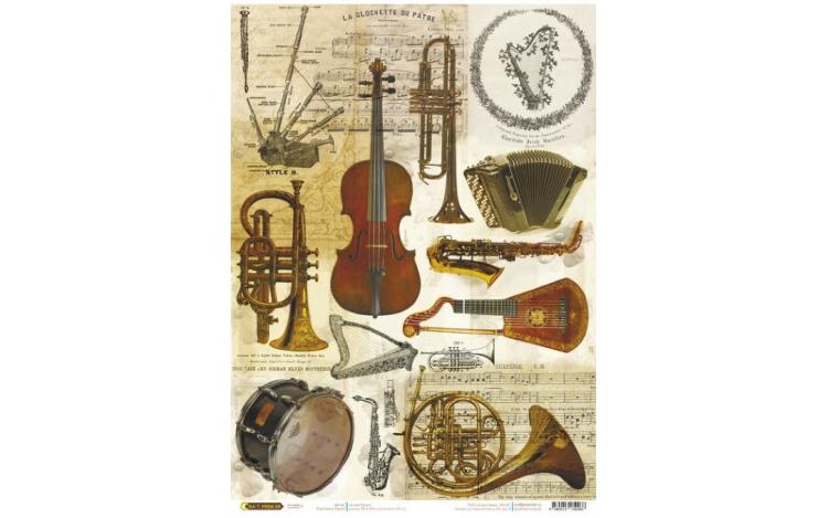 Рисовая бумага для декупажа &quot;Craft Premier&quot;, А4. &quot;Музыкальные инструменты&quot; CP04266-1 — PalitraMastera