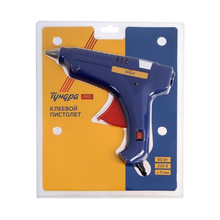 Клеевой пистолет ТУНДРА, 60 Вт, 220 В, шнур 1.2 м, выключатель, индикатор, антикапля, 11 мм фото 1 &mdash; PalitraMastera
