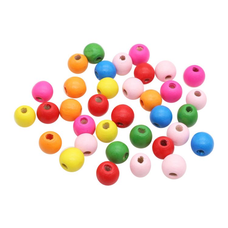 4AR399 Бусины деревянные, цветной микс, 12мм, 18гр/упак, Астра (яркий микс) — PalitraMastera